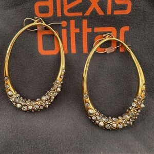 Alexis Bittar Miss Havisham Gold Crystal Encrusted Oval Earrings